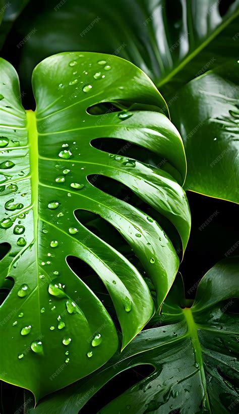 monstera deliciosa water droplets